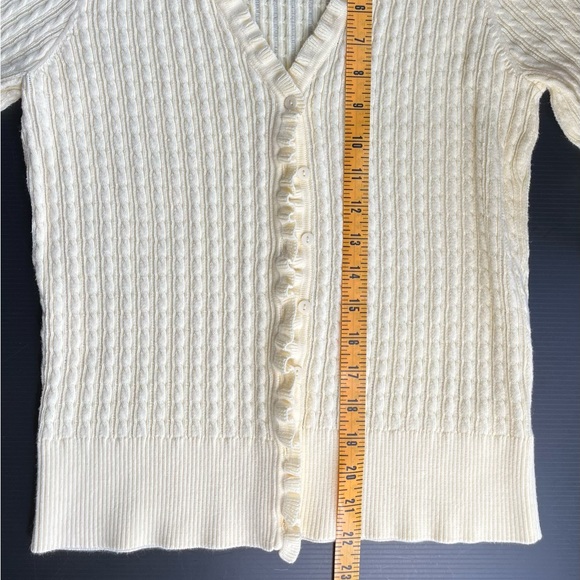 VTG JEANNE PIERRE Y2K SNUG CROPPED YELLOW SWEATER SIZE MEDIUM - Picture 8 of 12